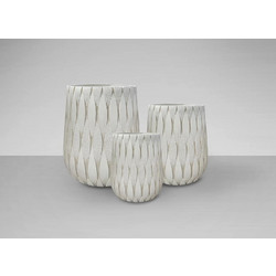 Jazmin 459631 - Σετ 3 Διακοσμητικές Γλάστρες Beige από Fiberglass & Fiberclay Μπεζ