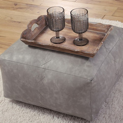 Πουφ Διακοσμητικό Lethal Grey 50x50x25 με Υφή Δέρματος Nef-Nef Homeware