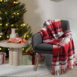 Χριστουγεννιάτικη Κουβέρτα Καναπέ Faux Mohair 130x170εκ. Blankets 1379 Black-Red Das Home - Das Home - 420588131379
