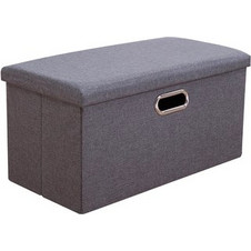 Σκαμπό & Κουτί αποθήκευσης 2 σε 1 από PVC 76x38x38 cm Γκρι 2208868