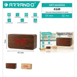Επιτραπέζιο Ρολόι LED με Ξύλινο Design - ARRANGO AK48204