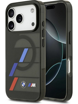 BMW M IML Metal Buttons Tricolor Lines MagSafe Case for iPhone 17 Pro - Black