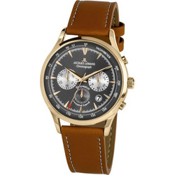 Jacques Lemans Retro Classic Ανδρικό Ρολόι Χρονογράφος με Καφέ Δερμάτινο Λουράκι 1-2068J