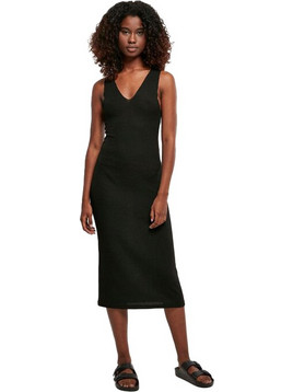 Urban Classics Midi Καλοκαιρινό Καθημερινό Φόρεμα Μαύρο TB4782