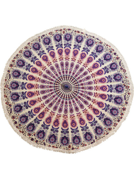 Small Mandala Roundie Cotton Art (130cm) - Peacock Purples