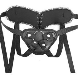 Ζώνη Strap-On με Ρυθμιζόμενους Ιμάντες - Μαύρη Δερματίνη