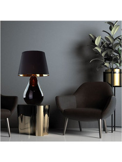 TK Lighting Lacrima Γυάλινο Πορτατίφ για Ντουί E27 με Μαύρο Καπέλο και Βάση Κωδικός: 5454