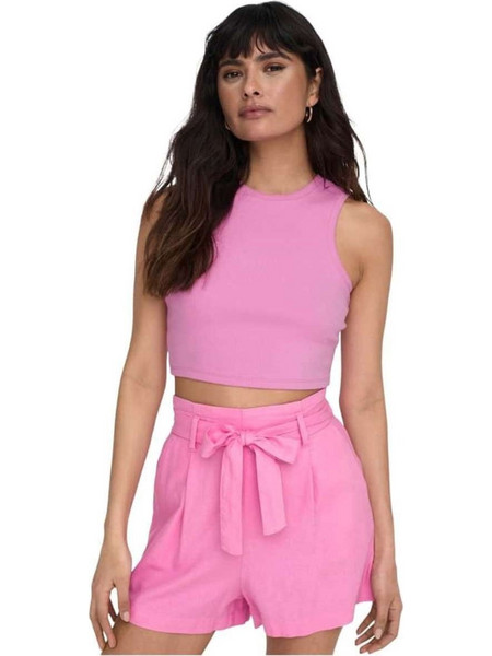 Only Γυναικείο Καλοκαιρινό Crop Top Ριπ Φούξια 15282771