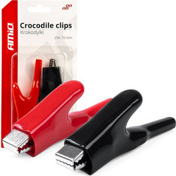 AMiO Ακροδέκτες (Κροκοδειλάκια) Μπαταρίας με Μόνωση Χωρίς Καλώδιο Crocodile Clips 25A 75mm 2τμχ (03046)