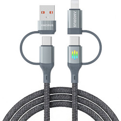 AMORUS Καλώδιο Γρήγορης Φόρτισης και Δεδομένων 1m USB-A / USB-C σε iP / USB-C Cable PD 3.0 60W - Γκρι