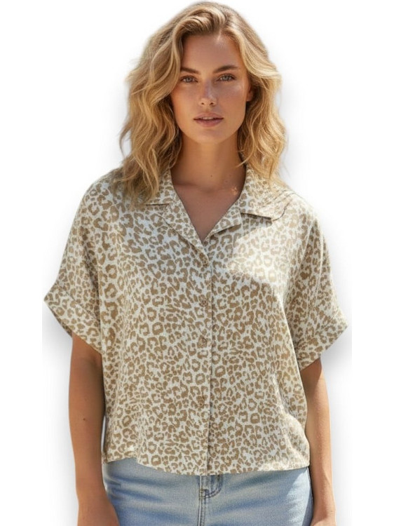 Rebekka Γυναικείο Πουκάμισο Animal Print Μπεζ 8115