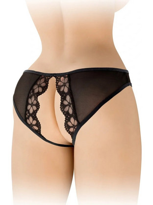 Ambre Crotchless Bikini, Black, S-L