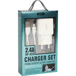 Remax Φορτιστής με Καλώδιο Lightning με 2 Θύρες USB-A White RP-U22