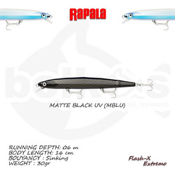 Rapala Flash-X Extremo Τεχνητό Δόλωμα Ψαράκι Συρτής 16cm 30gr MBLU