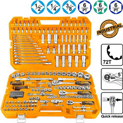 Εργαλεία Χειρός & Καρυδάκια 1/4" - 1/2" - 3/8" Σετ 216 Τεμάχια INGCO HKTHP22161