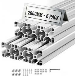 Προφίλ εξώθησης αλουμινίου VEVOR 6PCS 4040, 78,74 ιντσών 2000 mm, υποδοχή T European Standard Anodized Linear Rail, Rail εξώθησης αλουμινίου υψηλής αντοχής, για εξαρτήματα εκτυπωτών 3D και πάγκος εργα