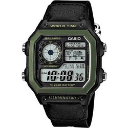 Casio Ψηφιακό Ανδρικό Ρολόι Χρονογράφος με Μαύρο Δερμάτινο Λουράκι AE-1200WHB-1BVF