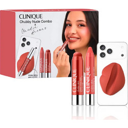 CLINIQUE CLAUDIA ARENAS X CLINIQUE CHUBBY SET Nude 3 pc Amp'd Up Apple tinted cheek balm 6g + Boundless Blush tinted moisturizing lip balm 3g + Chubby lip sticker card holder and holder 1 unit