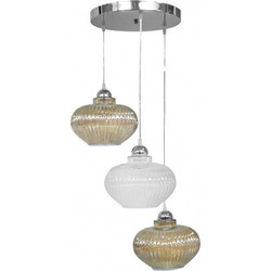 Heronia Lighting Κρεμαστό Φωτιστικό Οροφής Τρίφωτο E27 Ασημί 02-0352