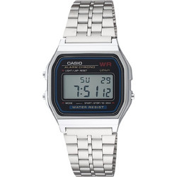 Casio Ψηφιακό Ανδρικό Ρολόι Χρονογράφος με Ασημί Μεταλλικό Μπρασελέ A159WA-N1