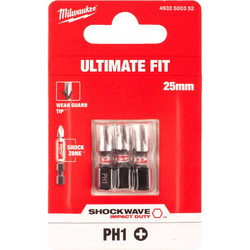 MILWAUKEE ΜΥΤΗ ΣΤΑΥΡΟΣ GEN4 PH1x25mm 3ΤΕΜ 3931542