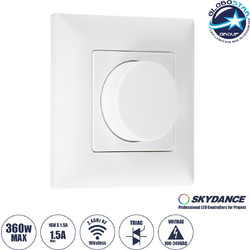 GLOBOSTAR(R) 71456 SKYDANCE KS PHASE TRIAC Dimmer Τοίχου AC 100-240V 1.5A 360W Max IP20 - Rotary Dimming + RF 2.4GHz - M8.5xΠ5.2xΥ8.5cm