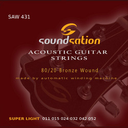 Soundsation Saw431 Super Light Σετ 6 Χορδές Ακουστικής Κιθάρας 80/20 Bronze 11-52" Custom Light Tension