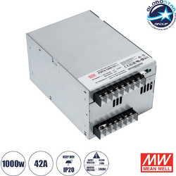 GLOBOSTAR(R) MEANWELL-PSPA1000-24 90792 Τροφοδοτικό/Μετασχηματιστής Class I PELV 1000W 42A AC 220-240V σε DC 24V IP20 - Ρυθμιζόμενo από DC 22V έως DC 28V - Ασημί - Μ17 x Π12 x Υ9.3cm