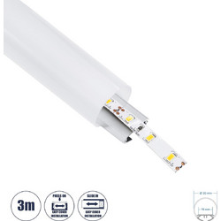 GLOBOSTAR ALP-ROUND TUBIT 70853-3M Επιφανειακό & Κρεμαστό Προφίλ Αλουμινίου με Λευκό Γαλακτερό Πατητό Κάλυμμα για Ταινίες LED IP20 - Ασημί & Λευκό - Μ300 x Π3 x Υ3cm