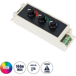 GloboStar 73419 DC RGB Dimmer Controller 3 Καναλιών DC 12V 3 x 9A 144W - Max 27A 144W - IP20 Μ13 x Π4 x Υ4.5cm