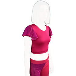 Crop-top παιδικό /γυναικείο με παγέτα μανίκι
