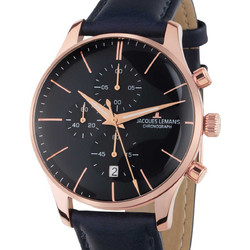 Jacques Lemans London Ανδρικό Ρολόι Χρονογράφος με Μπλε Δερμάτινο Λουράκι 1-2163F