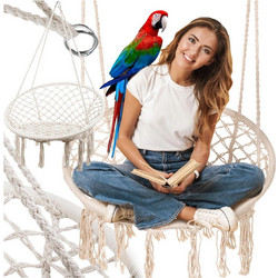 Κρεμαστή Πολυθρόνα Φωλιά Macrame Μπεζ 120kg για Απόλυτη Χαλάρωση & Boho Στυλ