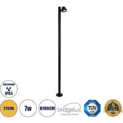 GloboStar(R) GARDENIA 60511 Φωτιστικό Κήπου - Πάρκου - Πλατείας - Κολωνάκι Αρχιτεκτονικού Φωτισμού Εξωτερικού Χώρου LED 7W 700lm 60 AC220-240V Αδιάβροχο IP65 - Σώμα Αλουμινίου & Tempered Glass - Μ15 x