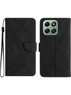 Tel1 Honor X6b Stitching Embossed Θήκη Βιβλίο - Black