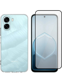 Θήκη & Tempered Glass Oppo A6x 5G Vivid Set TPU Clear Case Σετ Διάφανη Σιλικόνης & Full Face Αντιχαρακτικό Γυαλί Προστασίας Οθόνης - Transparent / Black (VIVGGS000032)