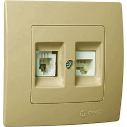 Makel Lillium Πρίζα Τηλεφώνου RJ11 & Δικτύου Data RJ45 Cat5 Χρυσό Ματ | Makel Lillium | 32057037