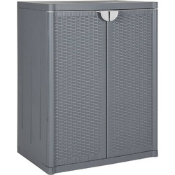 vidaXL Ντουλάπι Αποθήκευσης Κήπου Γκρι 65x45x88cm από Ρατάν PP 1 τεμ