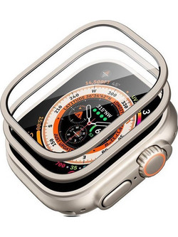 (2 Pack) ESR Armorite Ultra-Tough Tempered Glass Titanium Apple Watch Ultra 49mm