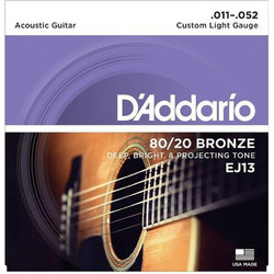 D'Addario EJ13 Σετ 6 Χορδές Ακουστικής Κιθάρας 80/20 Bronze 11-52" Custom Light Tension
