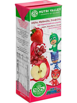 Nutri Valley PJ Masks Χυμός Μήλο, Φράουλα, Σταφύλι 250ml