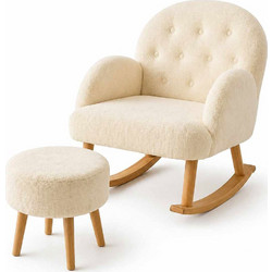 Sofa Del Atelier Πολυθρόνα Κουνιστή Με Υποπόδιο Dugmeli (Σετ 2Τμχ) 251BLS1234 80x65x85/45x50cm Cream