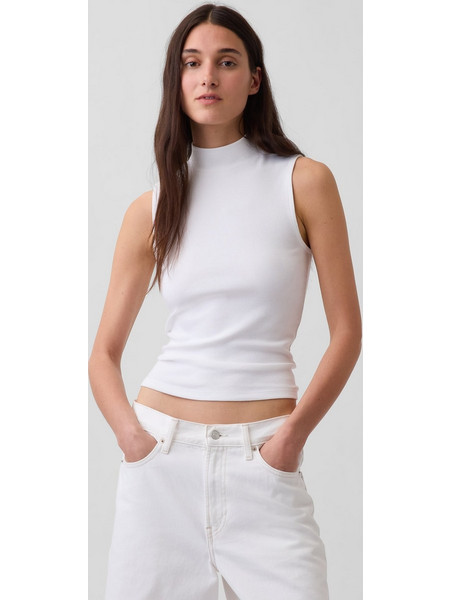 Γυναικείο Αμάνικη Μπλούζα με Mockneck Λαιμόκοψη Fresh white
