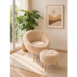 Stewe Home Πολυθρόνα Ύφασμα Μπεζ 75x75cm