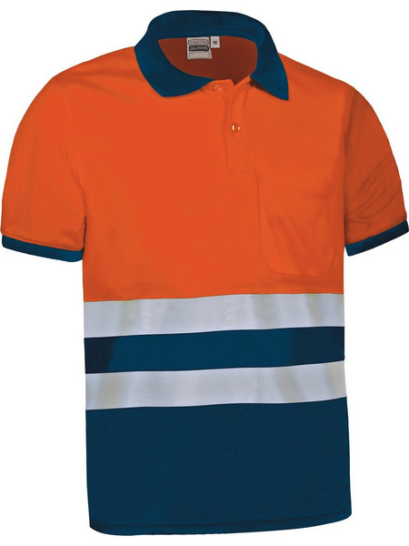 Polo Υψηλής Ορατότητας Κοντομάνικο DELAWARE Valento Fluo Orange-Orion Navy Blue