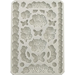Stamperia Εύκαμπτα Καλούπια Σιλικόνης A5 Shabby Rose Roses and Butterfly