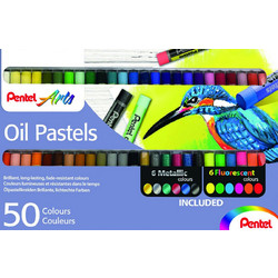 Λαδοπαστέλ Pentel 50 Χρωμάτων με 6 μεταλλιζέ και 6 φωσφοριζέ Pentel