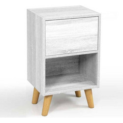 Ξύλινο Κομοδίνο με 1 Ράφι και 1 Ντουλάπι 40 x 30 x 65 cm Bakaji 02835224