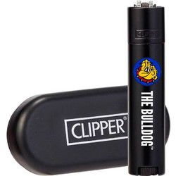 Clipper The Bulldog Matt Black Metal Lighters + Giftbox