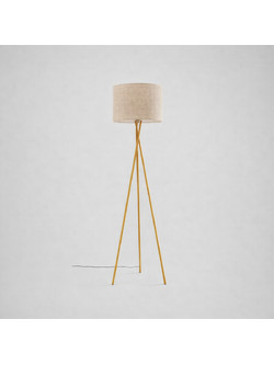 VenCore Elor Gold 6091-20022 - Μοντέρνο Επιδαπέδιο Φωτιστικό Μονόφωτο Χρυσό Αλουμίνιο και Μπεζ Καπέλο με Βάση-Ντουί 1xE27 - Φ40 x Υ160cm